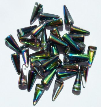 36 5x13mm Crytal Vitrail Half Coated Glass Spike Beads
