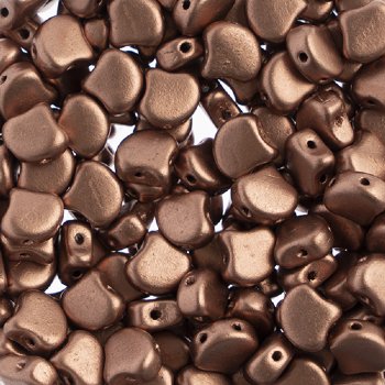 10 Grams 7.5mm Matte Metallic Bronze Copper Czech Glass Ginko Leaf Beads