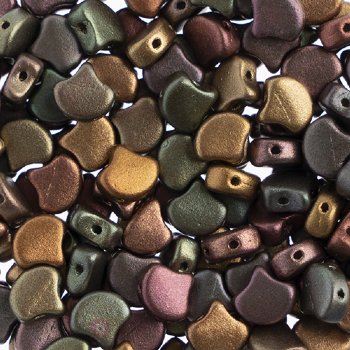 10 Grams 7.5mm Matte Metallic Bronze Iris Czech Glass Ginko Leaf Bead