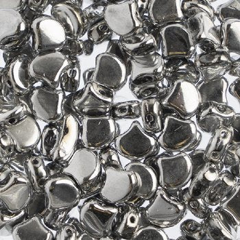 10 Grams 7.5mm Full Labrador Silver Czech Glass Ginko Leaf Beads