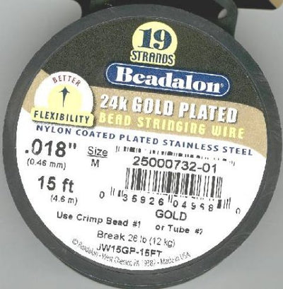15 Feet of 19 Strand .018 inch 24k Gold Beadalon