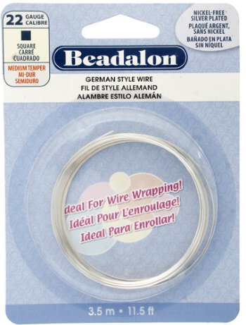 3.5m of 22 Gauge Square Beadalon German Style Silver Beading Wire