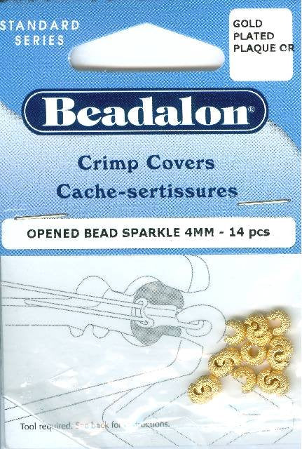 14 4mm Beadalon Gold Stardust Crimp Covers