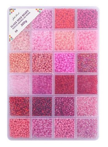 Bead Box Mix - 8/0 300 grams Glass Seed Beads - Rosy Daydream