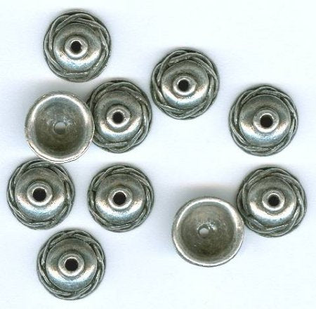 10 5x9.5mm Antique Silver Celtic Weave Pewter Bead Caps