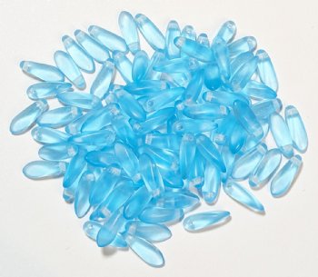 100 3x11mm Matte Transparent Aqua Dagger Beads