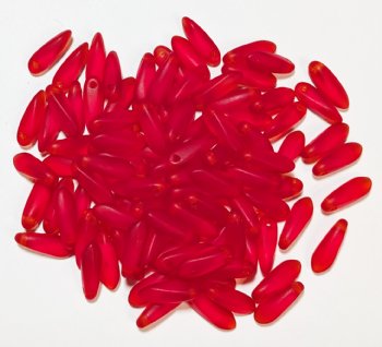 100 3x11mm Matte Transparent Red Dagger Beads
