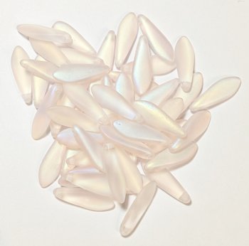 50 5x16mm Matte Transparent Rosaline AB Dagger Beads
