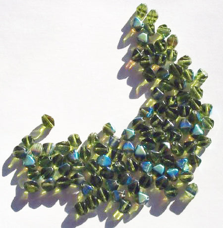 100 6mm Bicone Olive AB