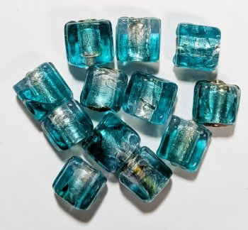 12 10x10x6mm Square Two Tone Light Blue and Blue Zircon with Foil