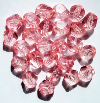 20 10mm Faceted Pink Nugget Firepolish Beads