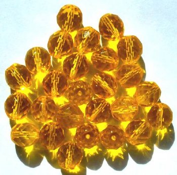 25 10mm Faceted Round Transparent Yellow Firepolish Beads