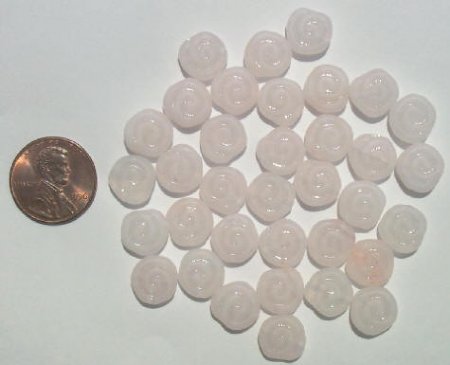 35 10mm Matte Marble Light Pink Disks with Swirl
