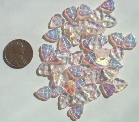 50 10x8mm Transparent Rose AB Leaf Beads