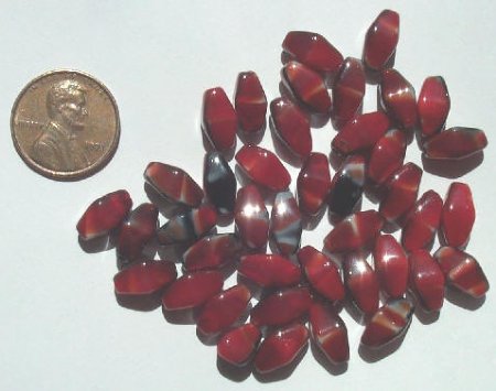 40 11mm Red Tortoise Bicone Beads