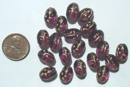 20 12mm Amethyst with Gold Ovals