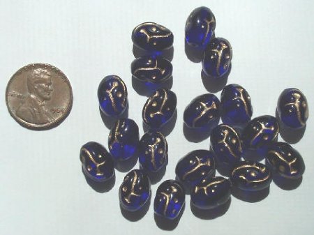 20 12mm Cobalt with Gold Ovals