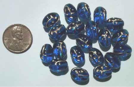 20 12mm Dark Aqua with Gold Ovals