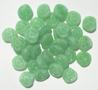 25 12mm Matte Marble Green & White Disks with Swirl