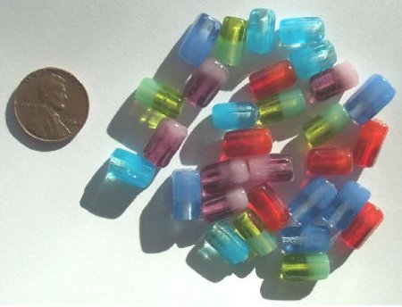 30 12mm Two Tone Rectangle Mix