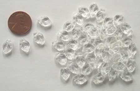 50 12mm Transparent Crystal Glass Leaf Beads