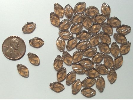 50 12mm Smoke Topaz Leaf Beads