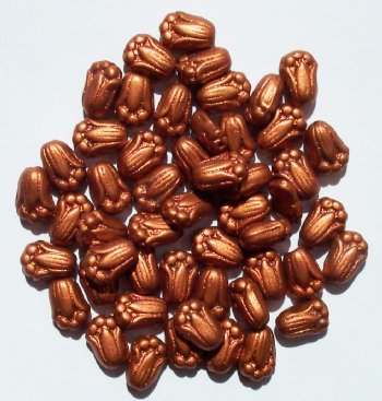 50 12mm Matte Dark Copper Tulip Glass Beads