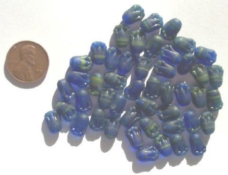 50 12mm Matte Sapphire/Yellow Marble Tulips