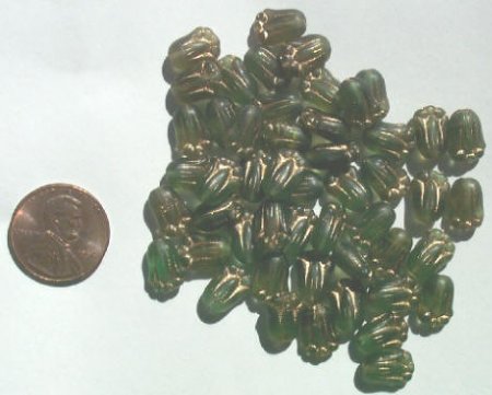 50 12mm Matte Olive Tulips with Gold
