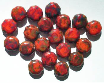 20 12x5 Octagonal Orange/Red Marble Swirl Disks