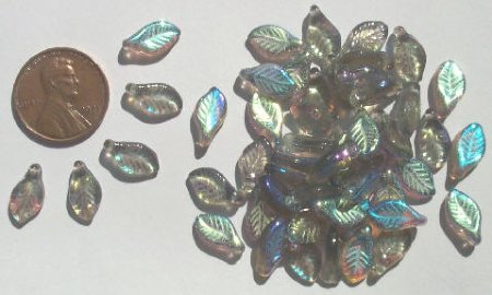 50 12x6mm Black Diamond AB Narrow Leaf