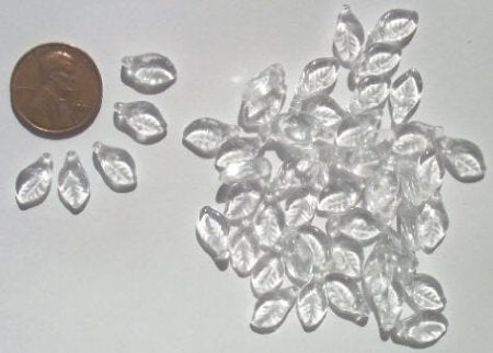 50 12x6mm Crystal Narrow Leaf