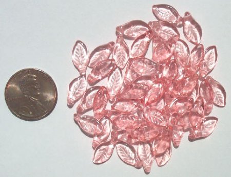 50 12x6mm True Pink Narrow Leaf