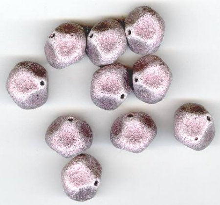 10 13mm Round Matte Metallic Pink Nugget Beads