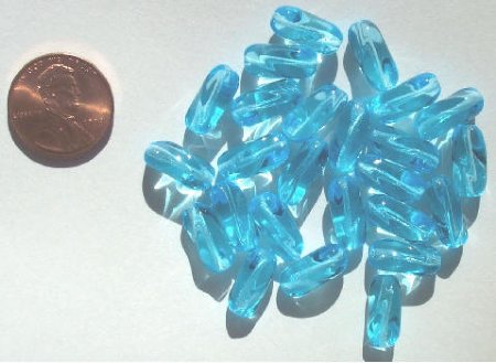 25 13mm Twisted Ovals - Aqua