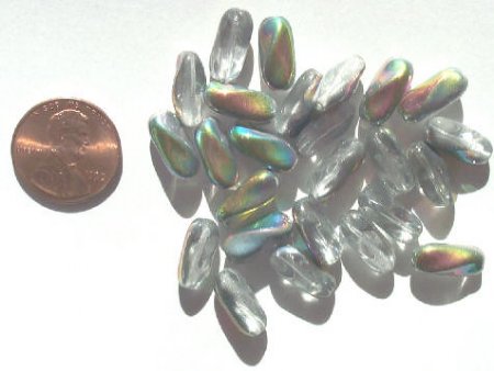 25 13mm Twisted Ovals - Crystal Vitrail