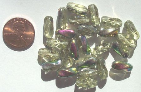 25 13mm Twisted Ovals - Jonquil Vitrail