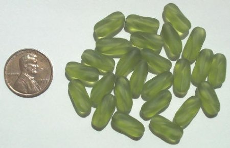 25 13mm Twisted Ovals - Matte Olive