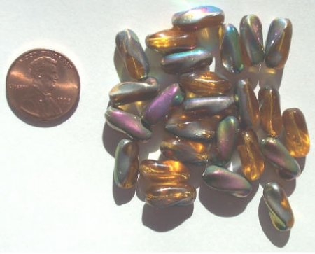 25 13mm Twisted Ovals - Topaz Vitrail