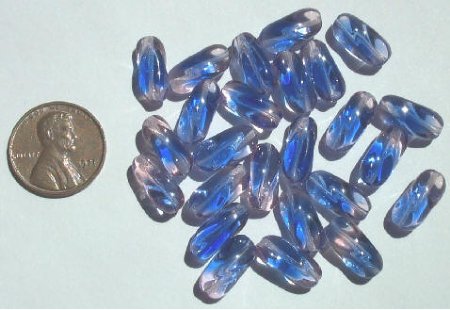25 13mm Twisted Ovals - Pink & Blue