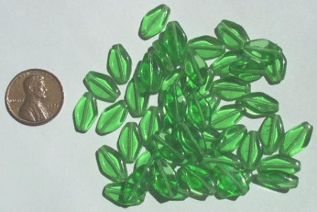 50 13mm Green Flat Bicone Beads