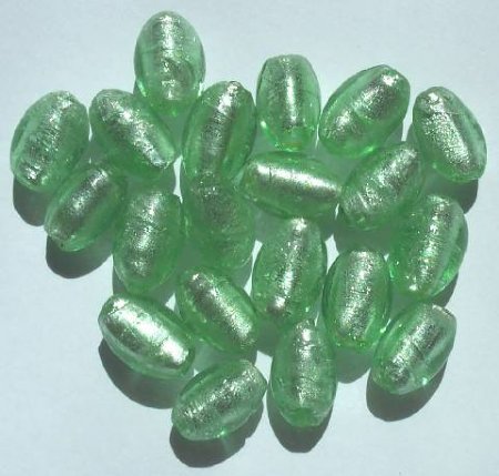 13x10mm 20 Oval Silver Foil Light Green