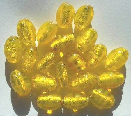 13x10mm 20 Oval Silver Foil Yellow