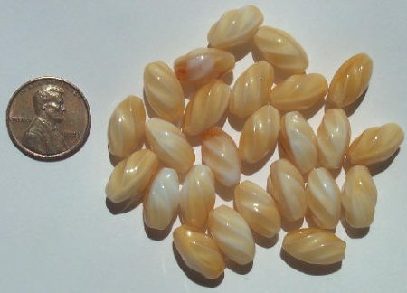 20 16x8mm Milky Topaz Twisted Oval Beads