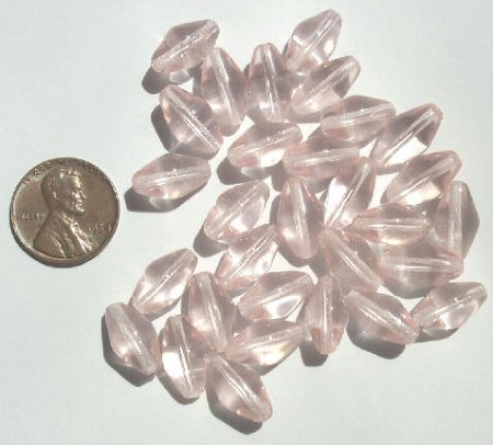 30 14mm Transparent Pink Ovals