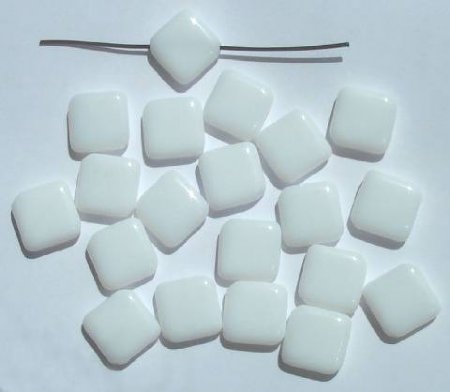 20 15mm Flat Square Diagonal Drilled White