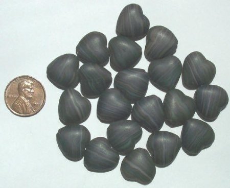 20 15mm Matte Dark Olive with Black & White Marble Hearts