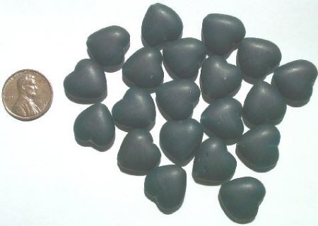 20 15mm Matte Dark Green with Topaz & Black Marble Hearts