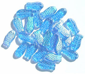 25 15mm Transparent Light Sapphire AB Fish Beads