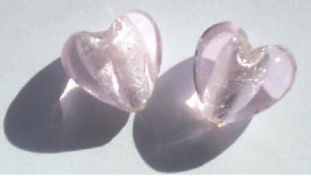 2 15mm Pink and Silver Foil Hearts